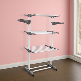 Allfold Clofera 3-Layer Foldable Clothes Drying Rack – 7-Layer Robotics Powder Coated Mild Steel Frame with 360° Mobility  (80.5 x 67 x 170.5 cm)