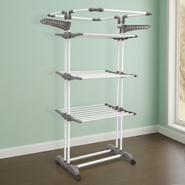 Allfold Clofera Plus 4-Layer Foldable Clothes Drying Rack – 7-Layer Robotics Powder Coated Mild Steel Frame, Multi-Tier Capacity with 360° Wheels (80.5 x 69 x 201 cm)