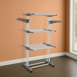 Allfold Aeronest 3-Layer Foldable Clothes Drying Rack – Rust-Resistant Stainless Steel Space-Saving Laundry Stand with 360° Mobility (80.5 x 67 x 170.5 cm)