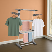 Allfold Aeronest 3-Layer Foldable Clothes Drying Rack – Rust-Resistant Stainless Steel Space-Saving Laundry Stand with 360° Mobility (80.5 x 67 x 170.5 cm)
