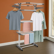 Allfold Aeronest Plus 4-Layer Foldable Clothes Drying Rack – Rust-Resistant Stainless Steel Frame, Multi-Tier Drying Capacity with 360° Wheels (80.5 x 69 x 201 cm)