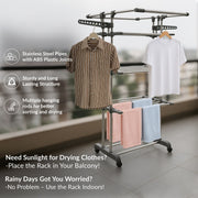 Allfold Aeronest Plus 4-Layer Foldable Clothes Drying Rack – Rust-Resistant Stainless Steel Frame, Multi-Tier Drying Capacity with 360° Wheels (80.5 x 69 x 201 cm)