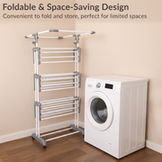 Allfold Clofera Plus 4-Layer Foldable Clothes Drying Rack – 7-Layer Robotics Powder Coated Mild Steel Frame, Multi-Tier Capacity with 360° Wheels (80.5 x 69 x 201 cm)