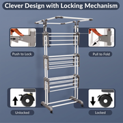 Allfold Clofera Plus 4-Layer Foldable Clothes Drying Rack – 7-Layer Robotics Powder Coated Mild Steel Frame, Multi-Tier Capacity with 360° Wheels (80.5 x 69 x 201 cm)