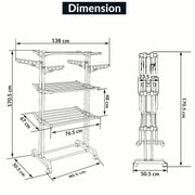 Allfold Aeronest 3-Layer Foldable Clothes Drying Rack – Rust-Resistant Stainless Steel Space-Saving Laundry Stand with 360° Mobility (80.5 x 67 x 170.5 cm)