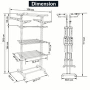Allfold Clofera Plus 4-Layer Foldable Clothes Drying Rack – 7-Layer Robotics Powder Coated Mild Steel Frame, Multi-Tier Capacity with 360° Wheels (80.5 x 69 x 201 cm)